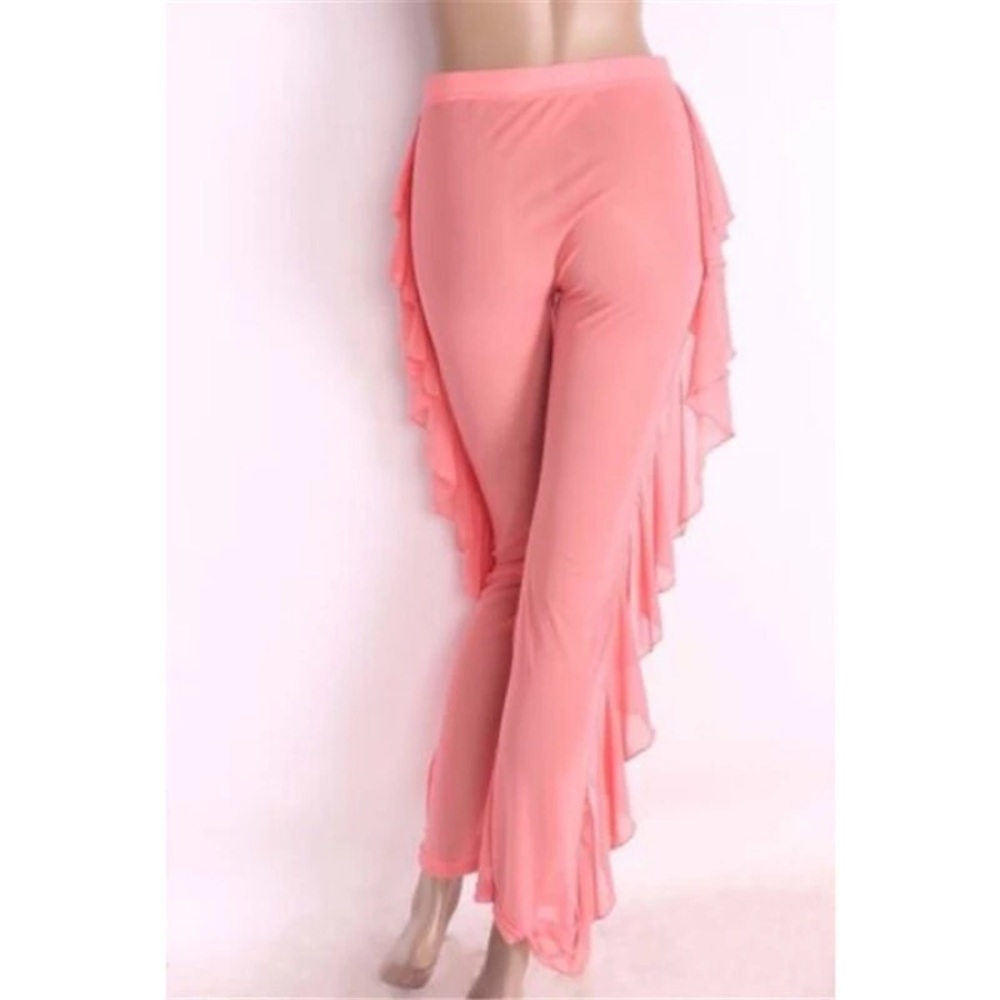 Available Now!  Side Ruffle Wide Leg Pant - Picture 2 of 2